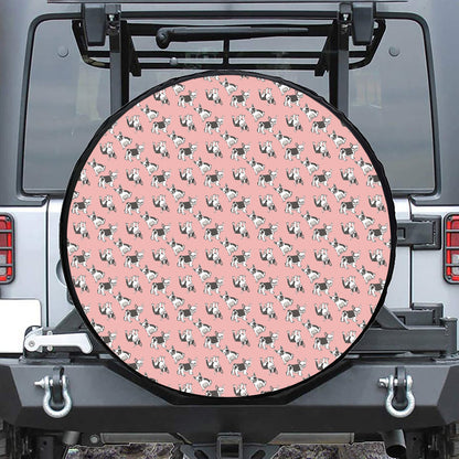 Cute French Bulldog Puppy Pattern Print Leather Spare Tire Cover