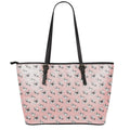Cute French Bulldog Puppy Pattern Print Leather Tote Bag With Zipper