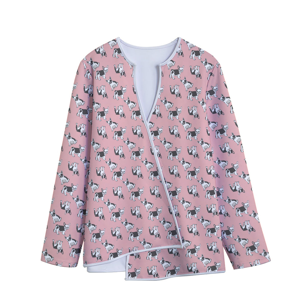 Cute French Bulldog Puppy Pattern Print Long Sleeve Short Coat