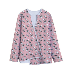 Cute French Bulldog Puppy Pattern Print Long Sleeve Short Coat