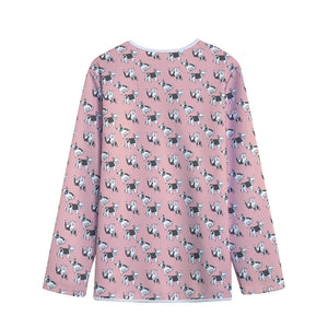 Cute French Bulldog Puppy Pattern Print Long Sleeve Short Coat