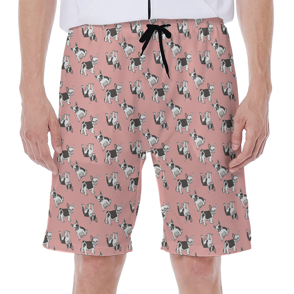 Cute French Bulldog Puppy Pattern Print Men's Beach Shorts
