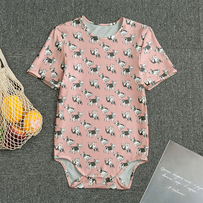 Cute French Bulldog Puppy Pattern Print Men's Bodysuit