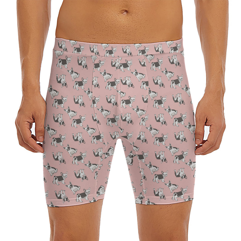 Cute French Bulldog Puppy Pattern Print Men's Long Boxer Briefs