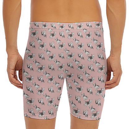 Cute French Bulldog Puppy Pattern Print Men's Long Boxer Briefs