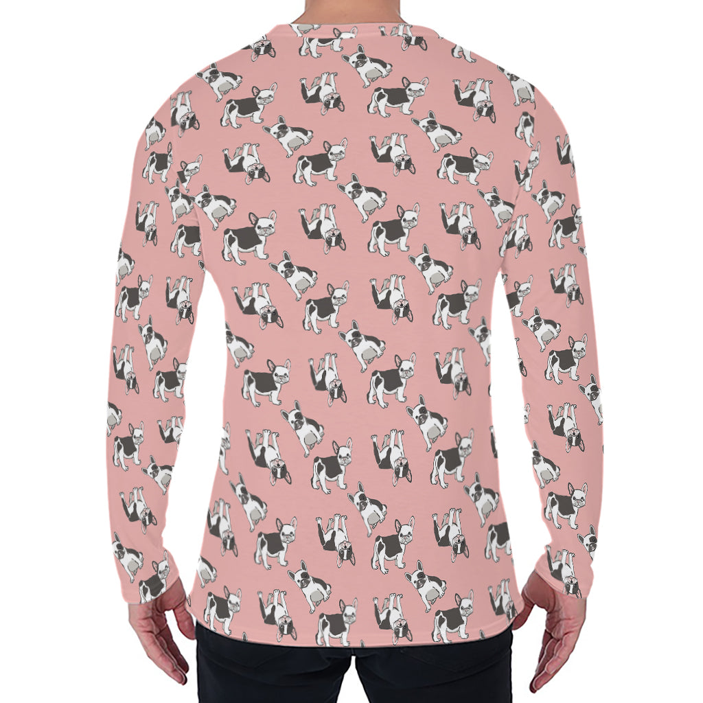 Cute French Bulldog Puppy Pattern Print Men's Long Sleeve T-Shirt