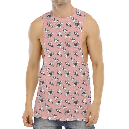 Cute French Bulldog Puppy Pattern Print Men's Muscle Tank Top
