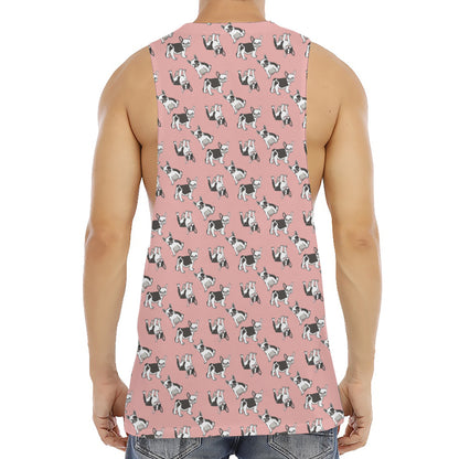 Cute French Bulldog Puppy Pattern Print Men's Muscle Tank Top
