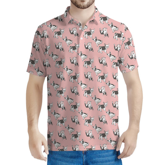 Cute French Bulldog Puppy Pattern Print Men's Polo Shirt