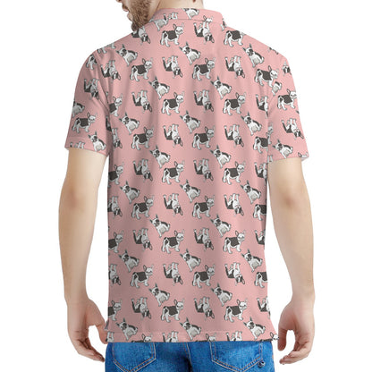 Cute French Bulldog Puppy Pattern Print Men's Polo Shirt