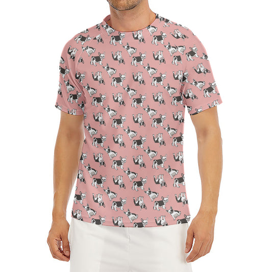 Cute French Bulldog Puppy Pattern Print Men's Short Sleeve Rash Guard