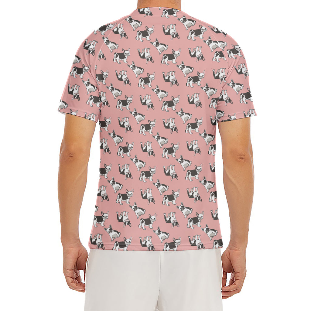 Cute French Bulldog Puppy Pattern Print Men's Short Sleeve Rash Guard