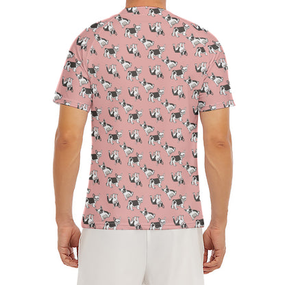 Cute French Bulldog Puppy Pattern Print Men's Short Sleeve Rash Guard