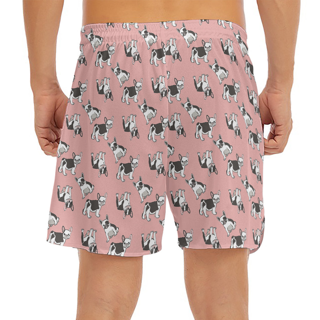 Cute French Bulldog Puppy Pattern Print Men's Split Running Shorts