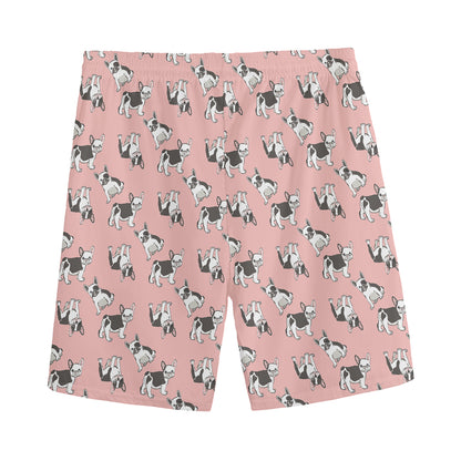 Cute French Bulldog Puppy Pattern Print Men's Sports Shorts