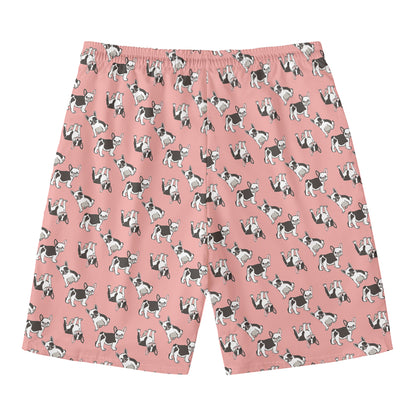 Cute French Bulldog Puppy Pattern Print Men's Swim Trunks