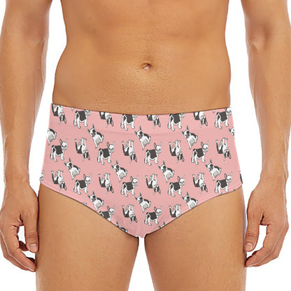 Cute French Bulldog Puppy Pattern Print Men's Triangle Swim Briefs