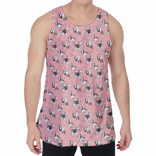 Cute French Bulldog Puppy Pattern Print Men's Velvet Tank Top