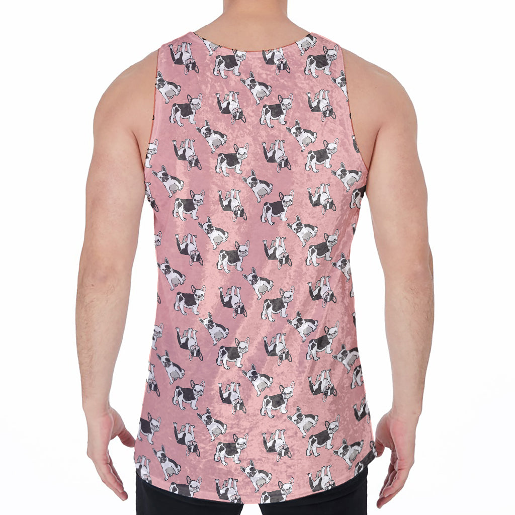 Cute French Bulldog Puppy Pattern Print Men's Velvet Tank Top