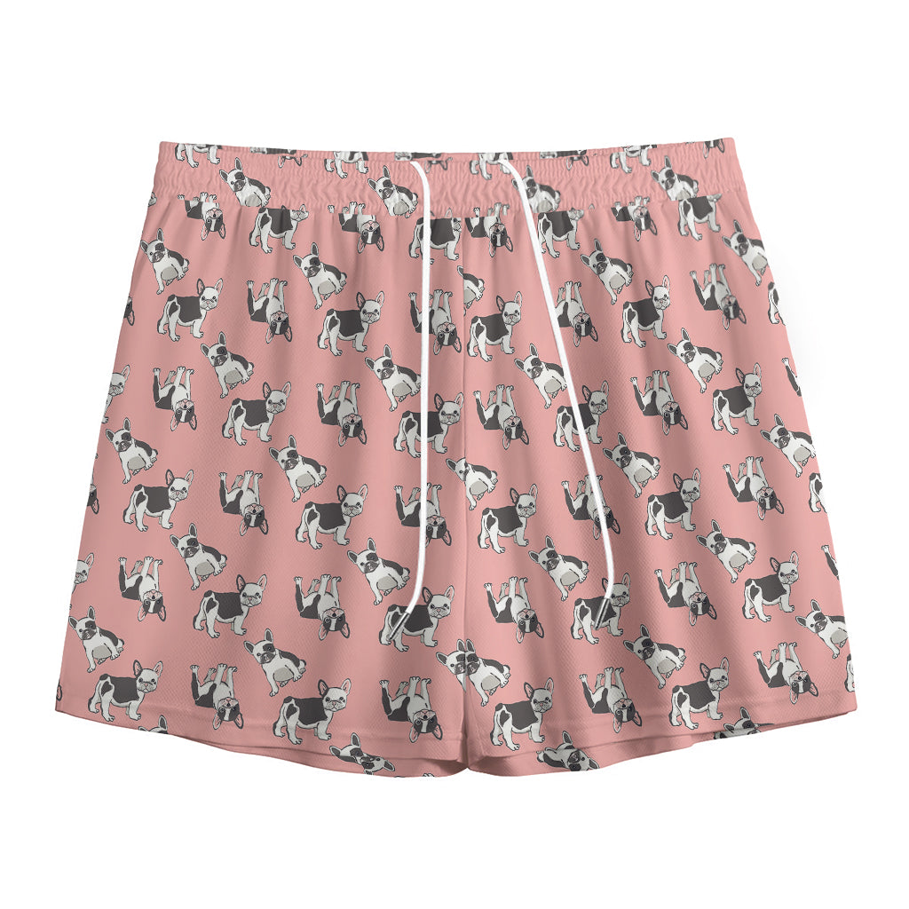 Cute French Bulldog Puppy Pattern Print Mesh Shorts