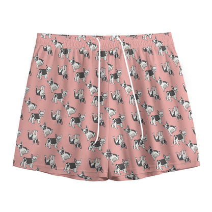 Cute French Bulldog Puppy Pattern Print Mesh Shorts