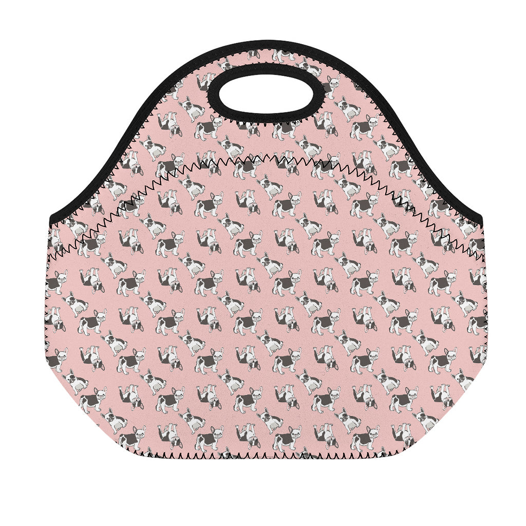 Cute French Bulldog Puppy Pattern Print Neoprene Lunch Bag