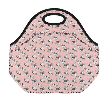 Cute French Bulldog Puppy Pattern Print Neoprene Lunch Bag
