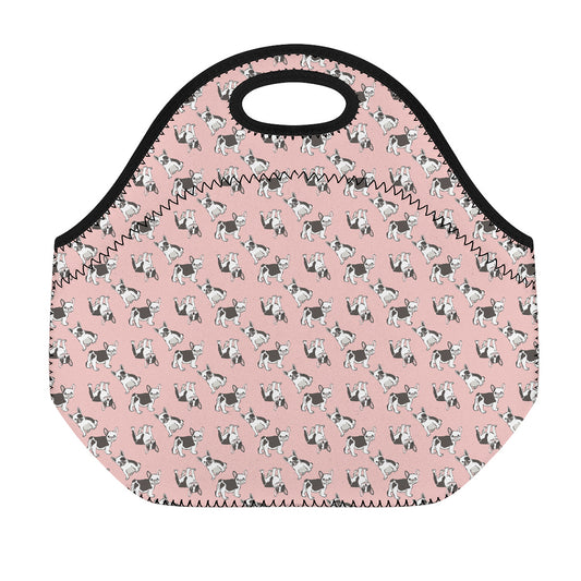 Cute French Bulldog Puppy Pattern Print Neoprene Lunch Bag