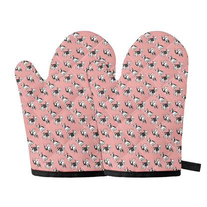 Cute French Bulldog Puppy Pattern Print Oven Mitts