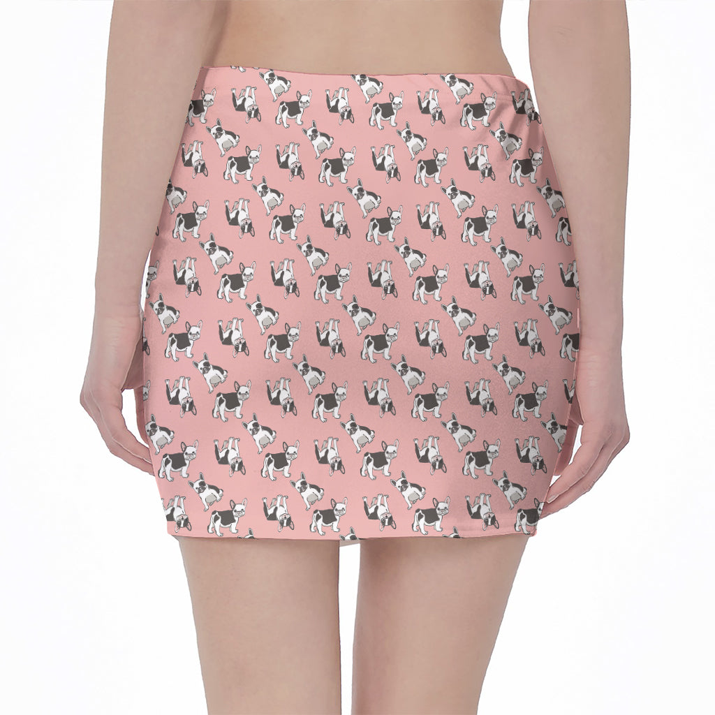 Cute French Bulldog Puppy Pattern Print Pencil Mini Skirt