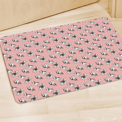 Cute French Bulldog Puppy Pattern Print Polyester Doormat