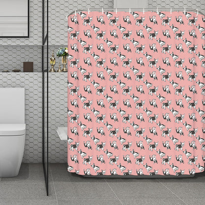 Cute French Bulldog Puppy Pattern Print Polyester Shower Curtain