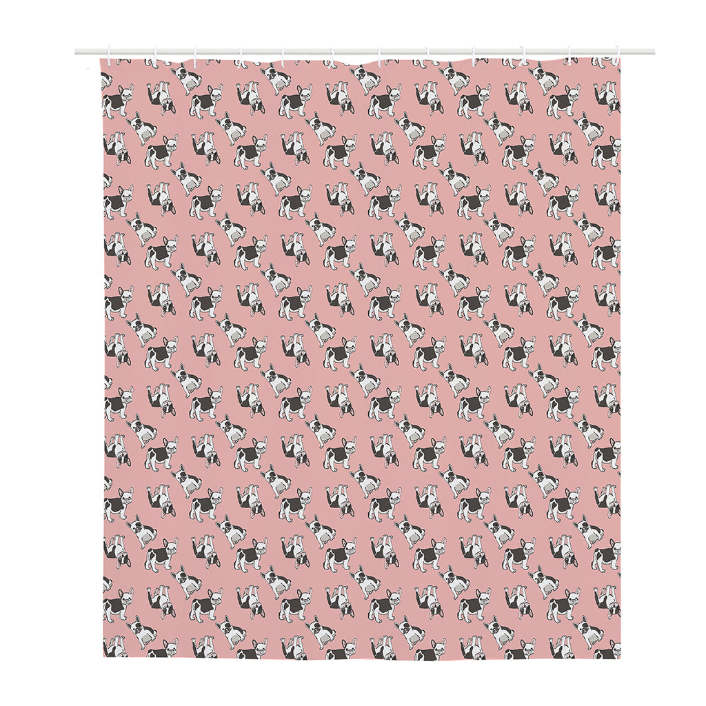 Cute French Bulldog Puppy Pattern Print Polyester Shower Curtain