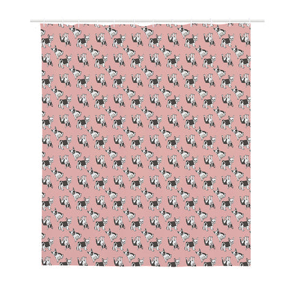 Cute French Bulldog Puppy Pattern Print Polyester Shower Curtain