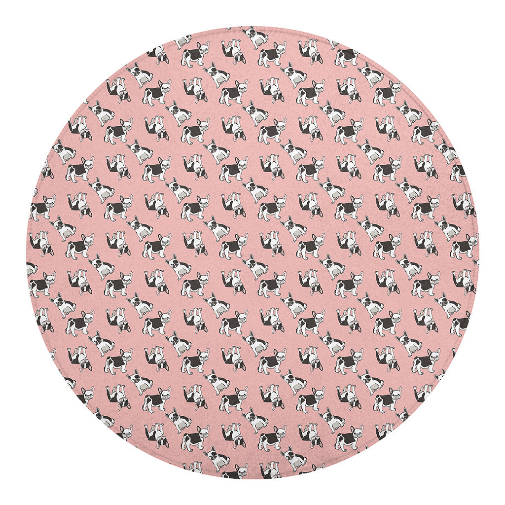 Cute French Bulldog Puppy Pattern Print Round Blanket