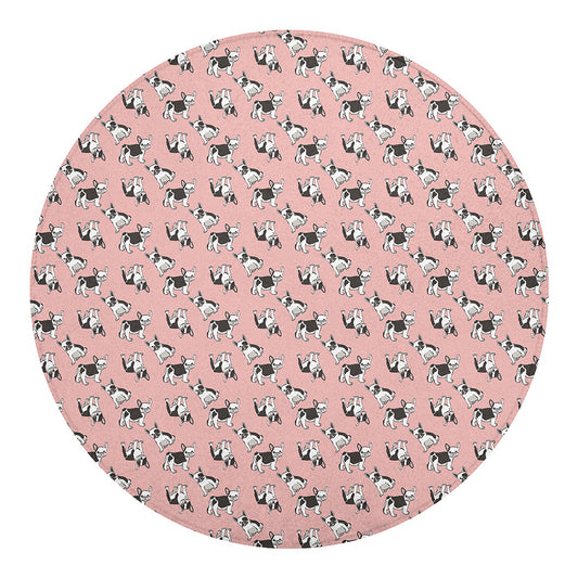 Cute French Bulldog Puppy Pattern Print Round Blanket
