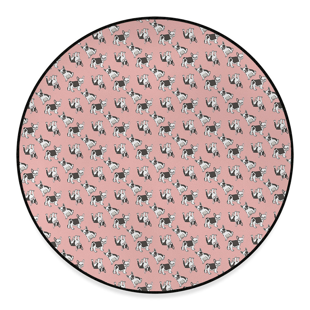 Cute French Bulldog Puppy Pattern Print Round Floor Mat