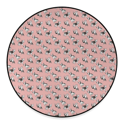 Cute French Bulldog Puppy Pattern Print Round Floor Mat