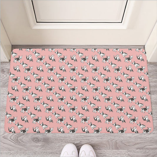 Cute French Bulldog Puppy Pattern Print Rubber Doormat