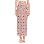 Cute French Bulldog Puppy Pattern Print Side Slit Maxi Skirt