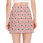 Cute French Bulldog Puppy Pattern Print Side Slit Mini Skirt