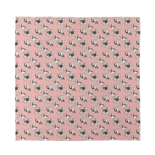 Cute French Bulldog Puppy Pattern Print Silk Bandana