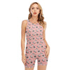 Cute French Bulldog Puppy Pattern Print Sleeveless One Piece Swimsuit