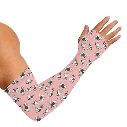 Cute French Bulldog Puppy Pattern Print Sun Protection Arm Sleeves