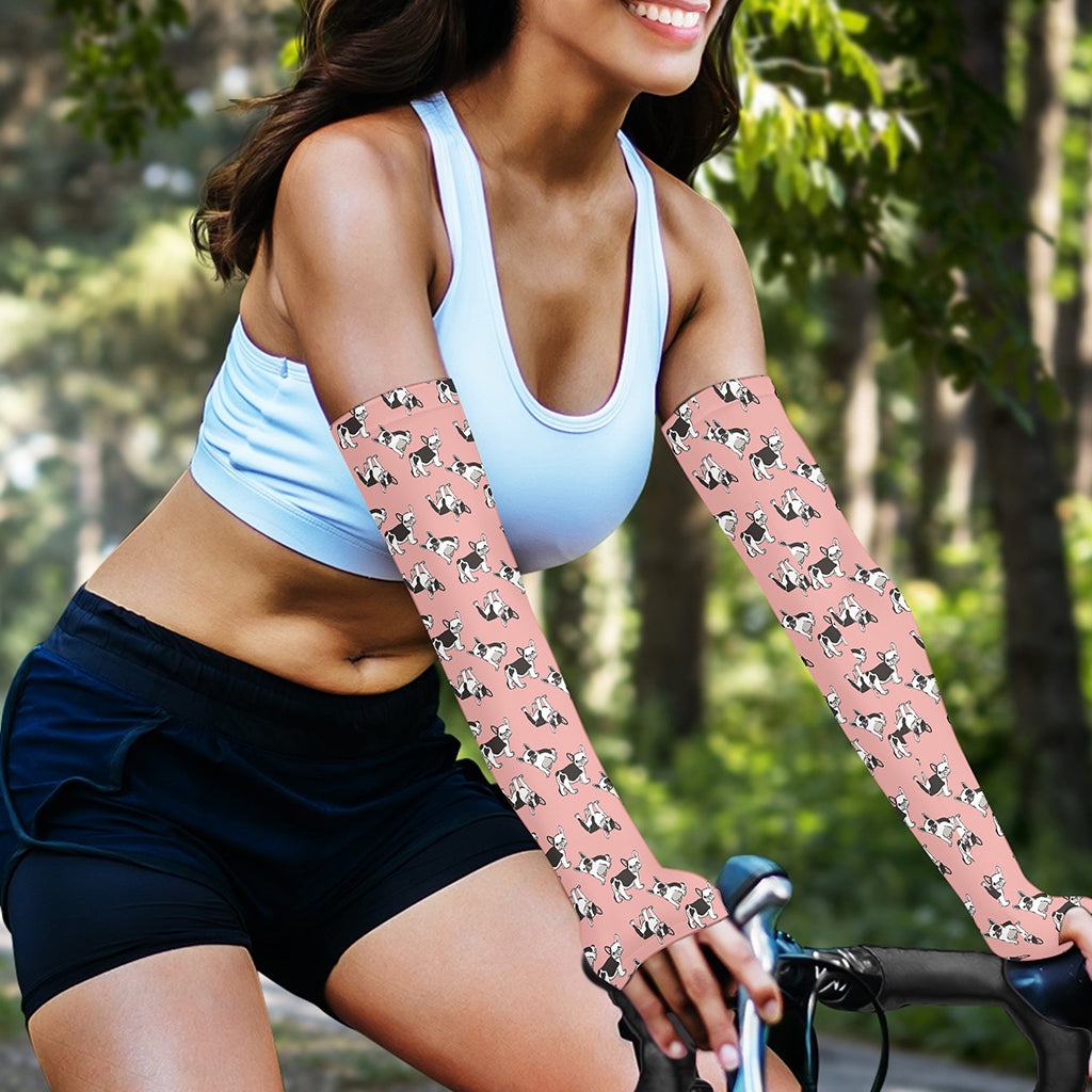 Cute French Bulldog Puppy Pattern Print Sun Protection Arm Sleeves