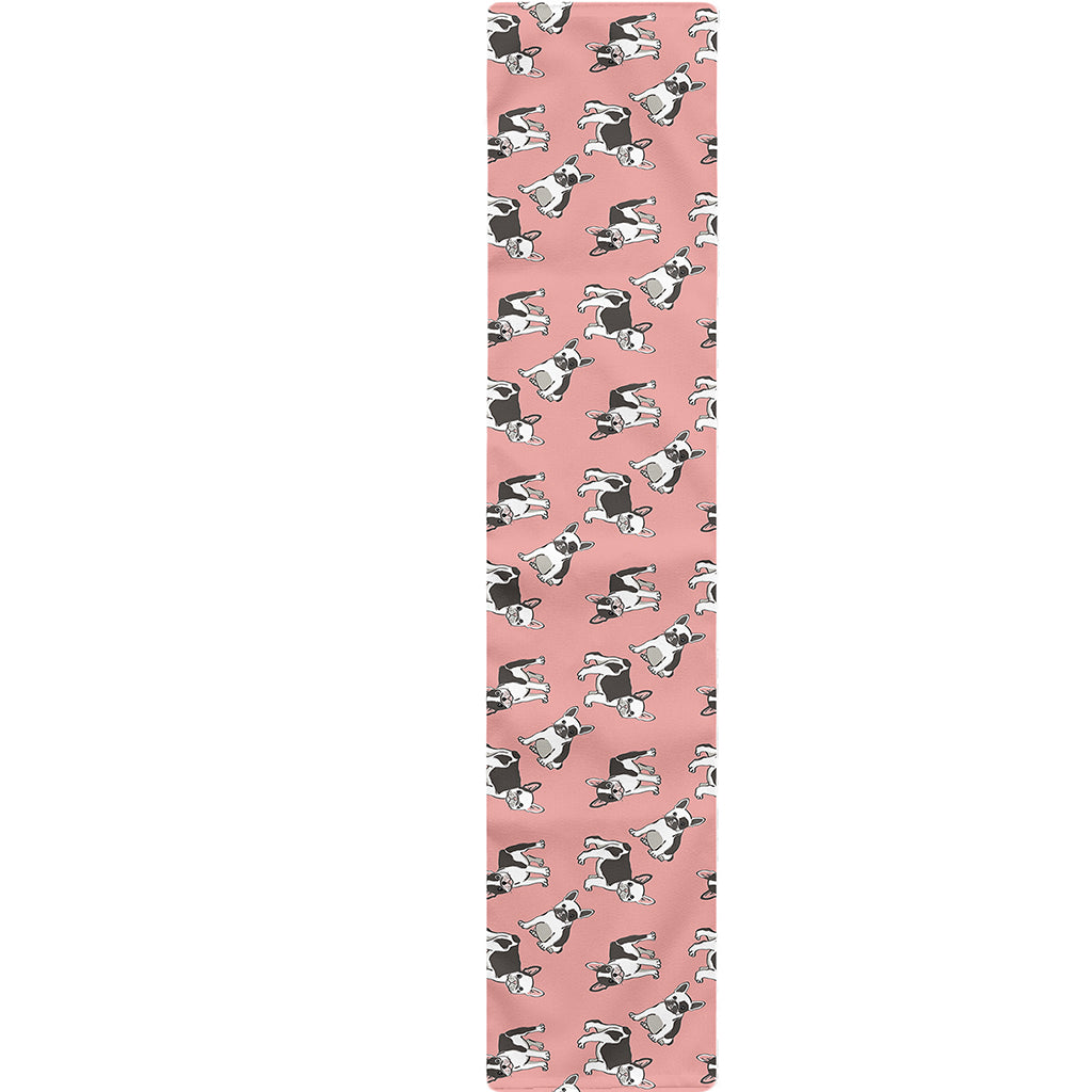Cute French Bulldog Puppy Pattern Print Table Runner