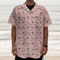 Cute French Bulldog Puppy Pattern Print Textured Short Sleeve Shirt