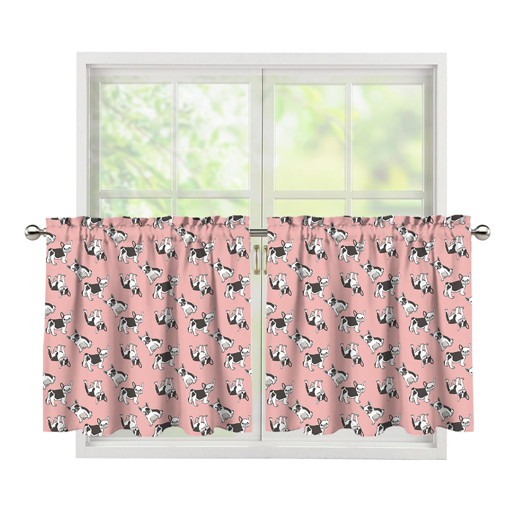 Cute French Bulldog Puppy Pattern Print Tier Curtains