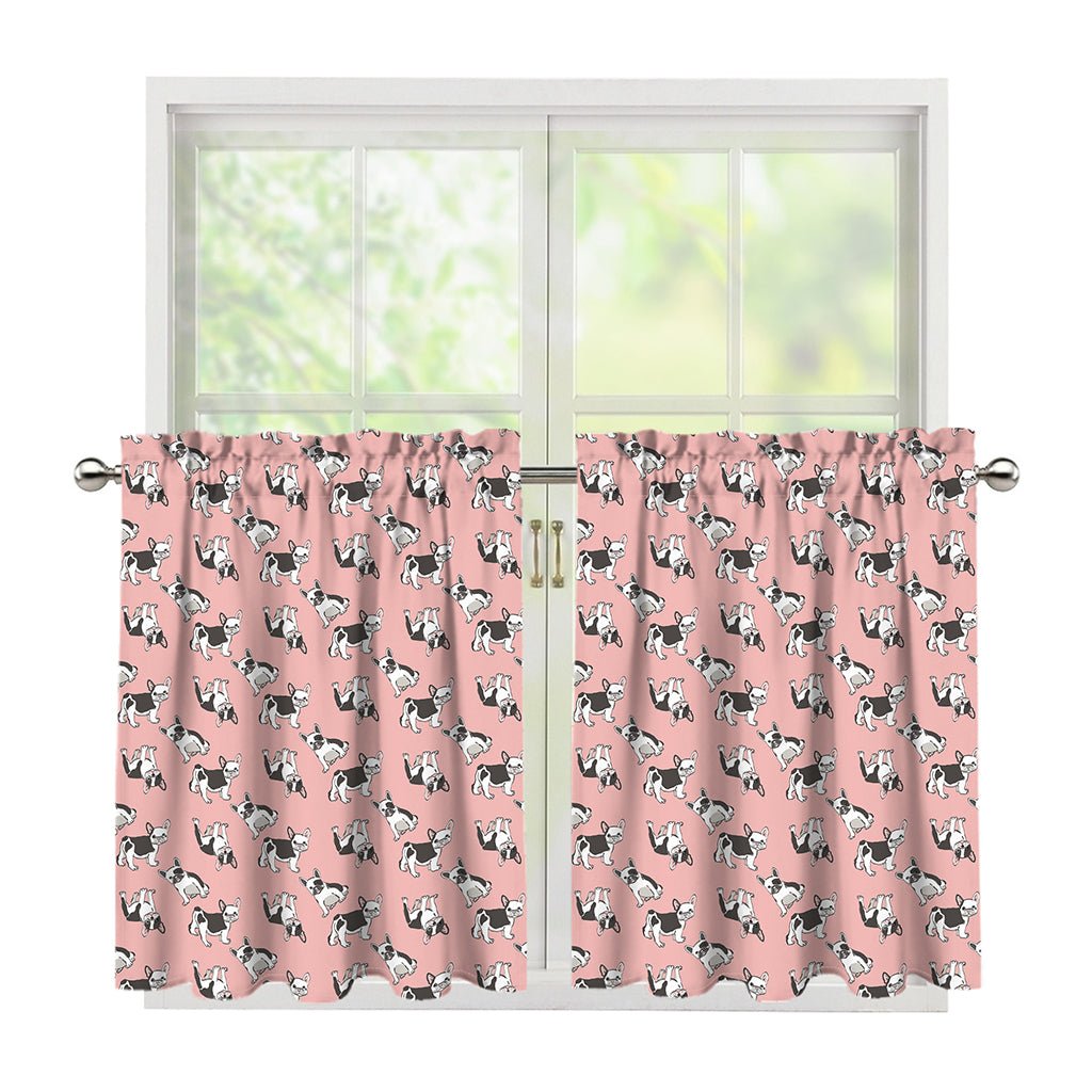 Cute French Bulldog Puppy Pattern Print Tier Curtains