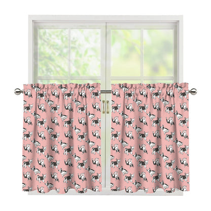 Cute French Bulldog Puppy Pattern Print Tier Curtains